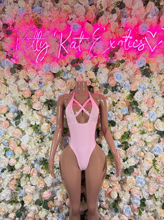Rave Outfit One-Piece Baby Pink Bodysuit   Bartender  | Exotic Dancewear Festival wear