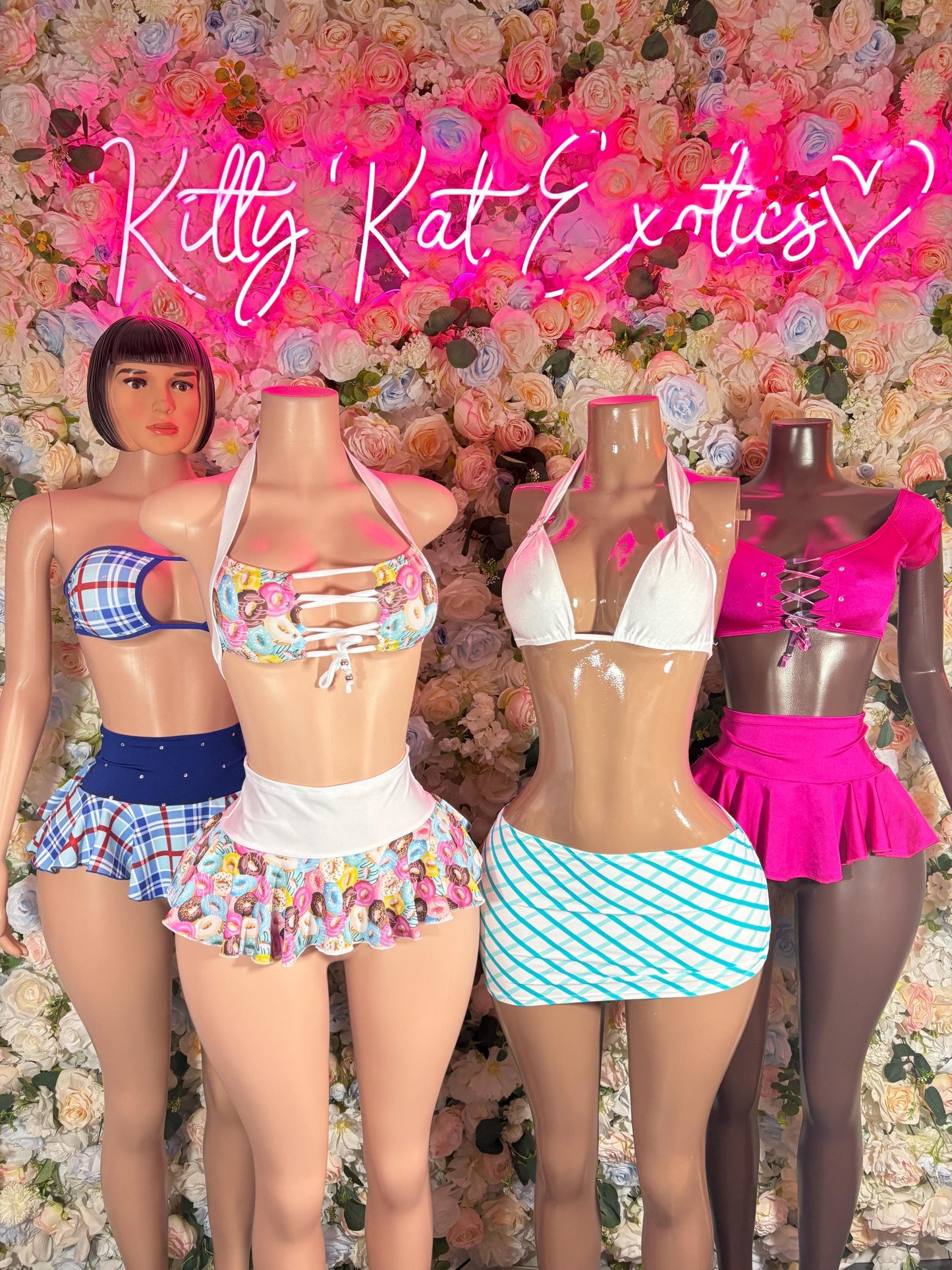 Exotic Dancewear Two-Piece Blue Skirt Set School Girl  Sexy Bartender  | Rave Wear Festival wear Role Play Costume