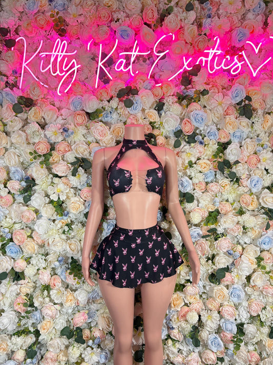 Cosplay Two-Piece Bunny Skirt Set School Girl  Sexy Bartender  | Rave Wear Festival wear Role Play Costume