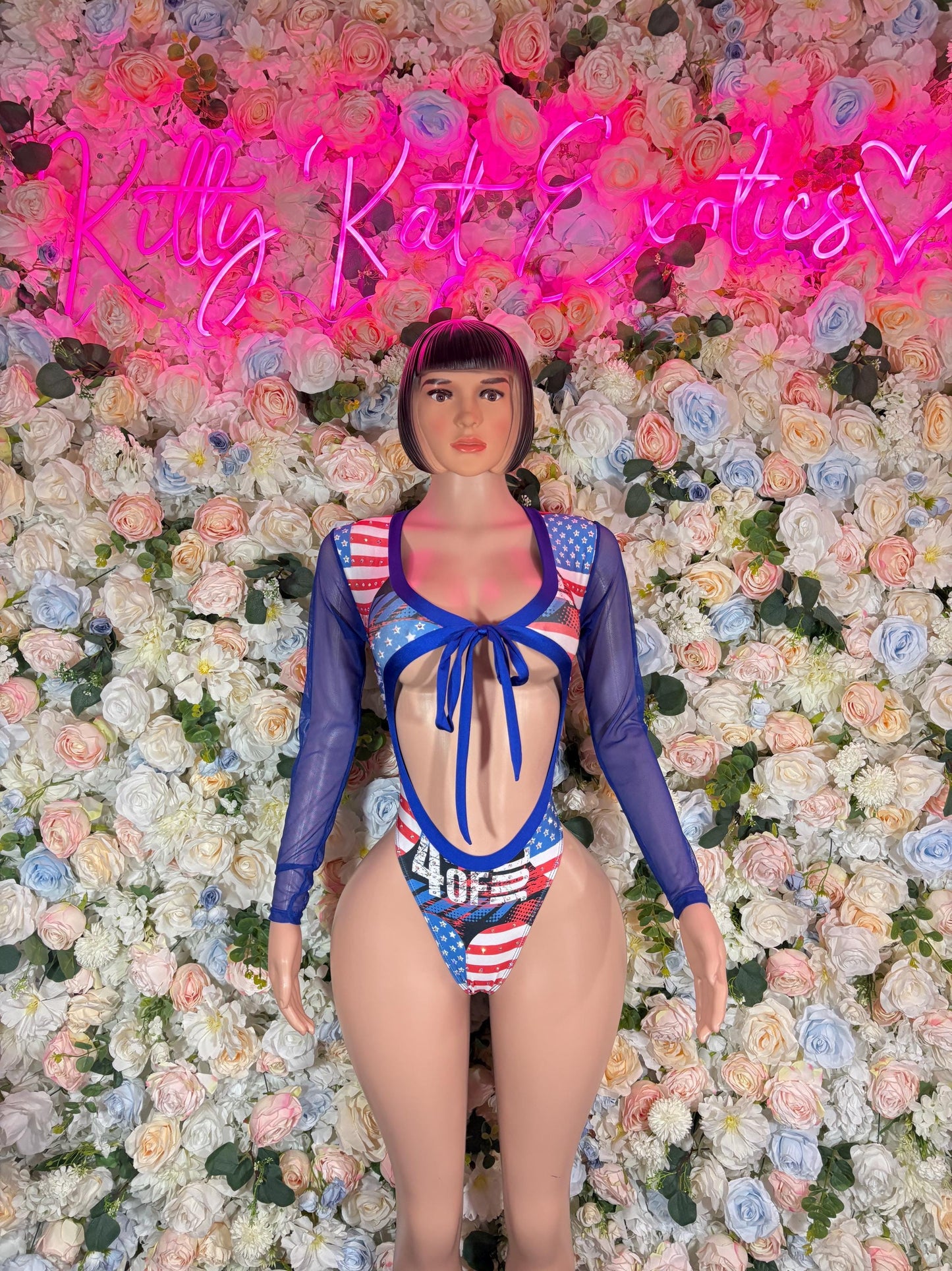 Labor Day USA Flag Outfit - Bottlegirl Bodysuit Bartender  Patriotic Swimsuit for Beach, Pool Parties, or Summer Fun