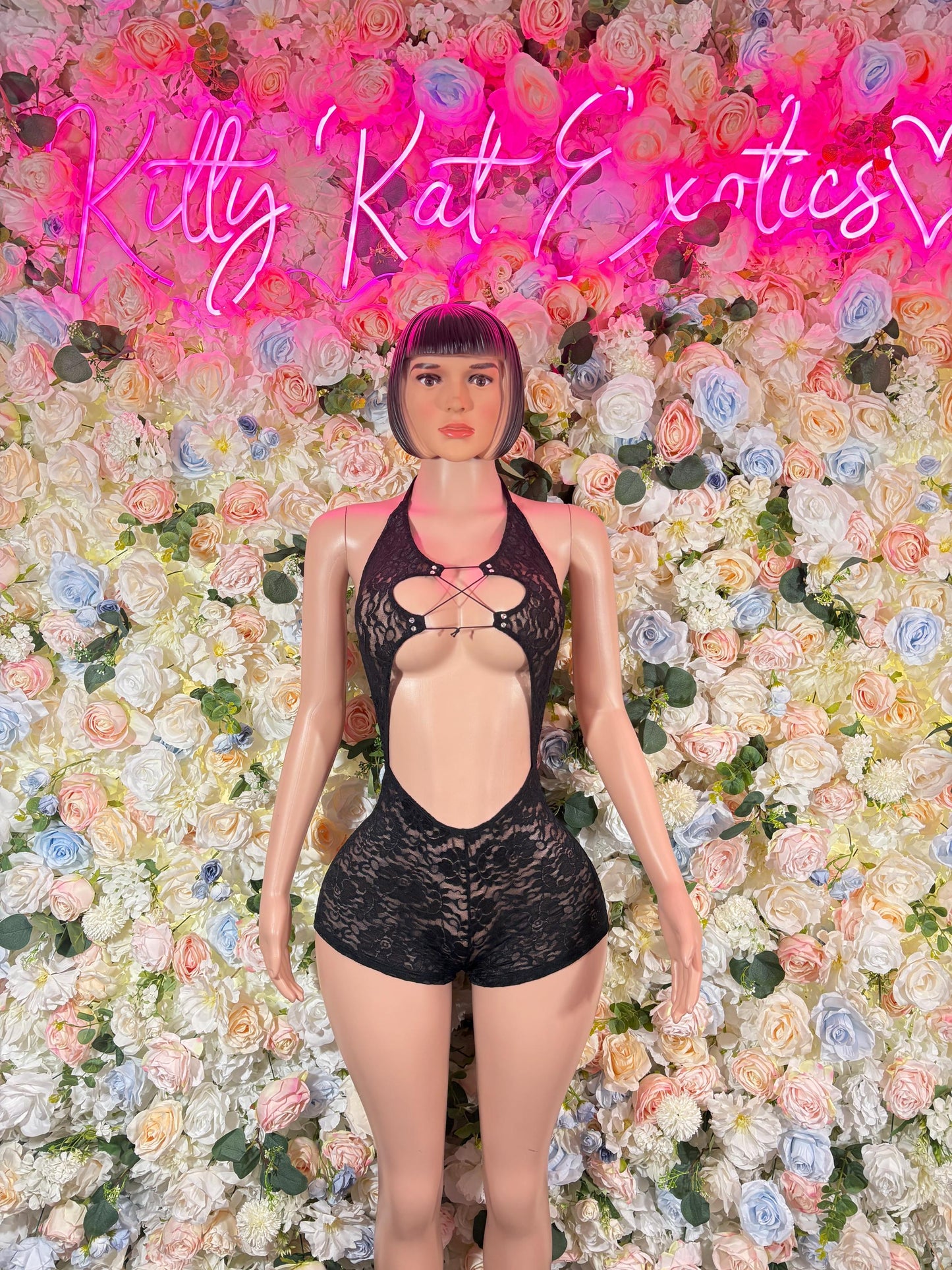 Bartender Exotic Dancewear One-Piece Black  Lace  Stunning  Outfit for Parties, Night Out, or Special Occasions Fashion Bottlegirl