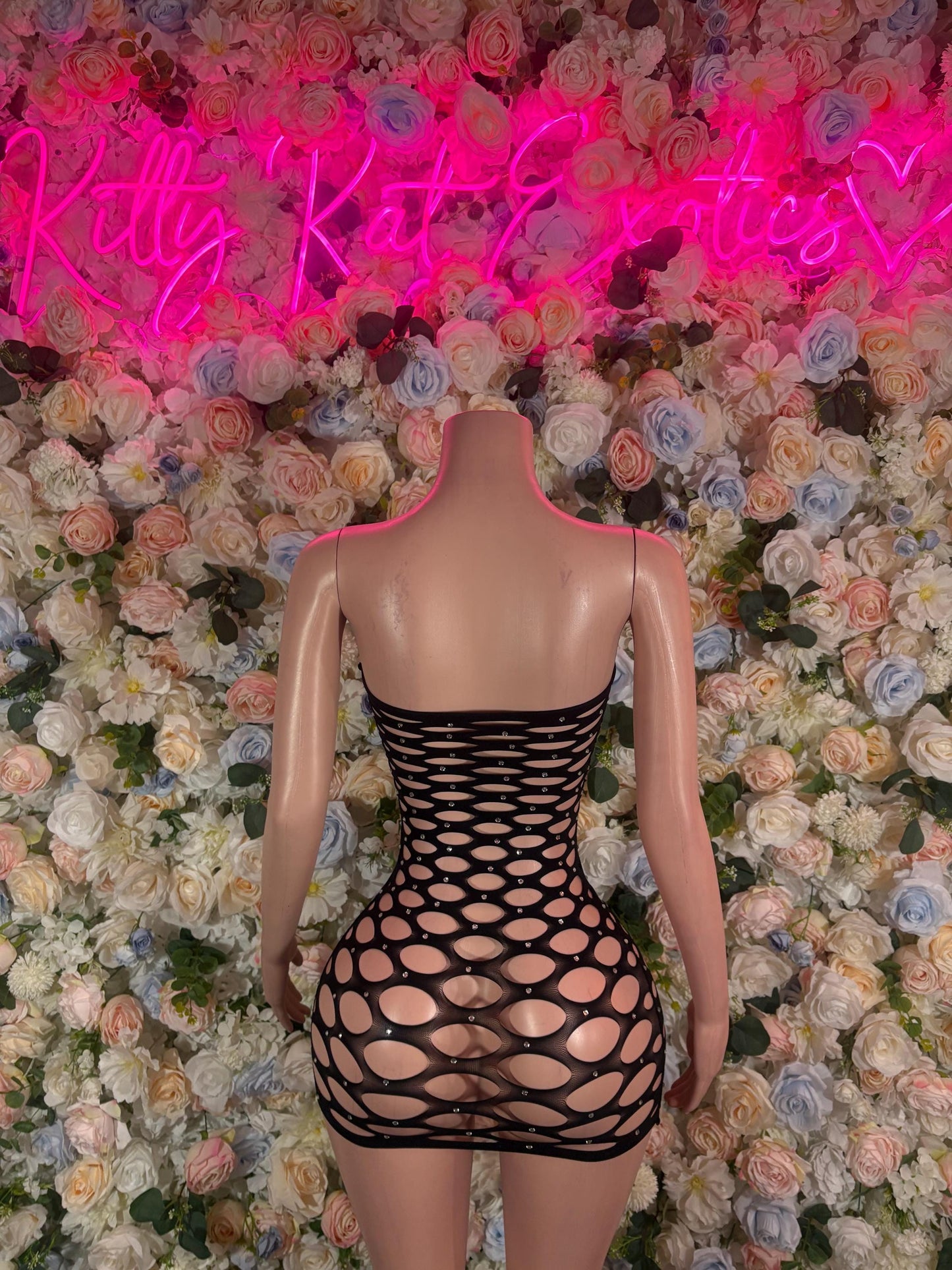 Exotic Dancewear Custom Black Fishnet Bodysuit: Rave Wear, Festival wear