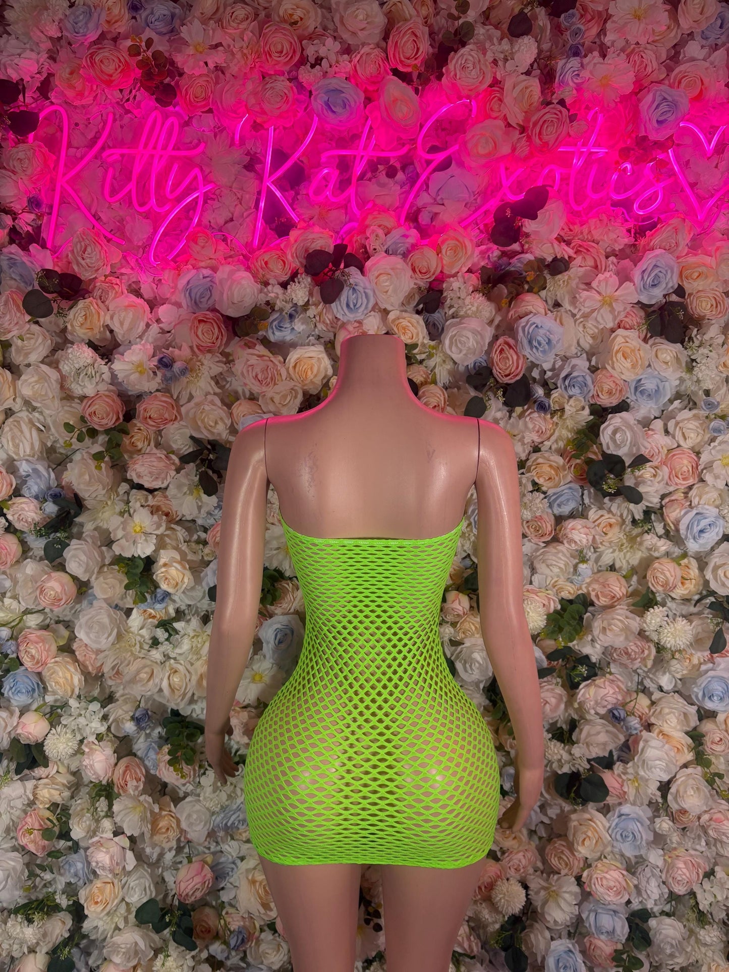 Neon Green Fishnet Bodysuit: Rave Outfit, Exotic Dancewear
