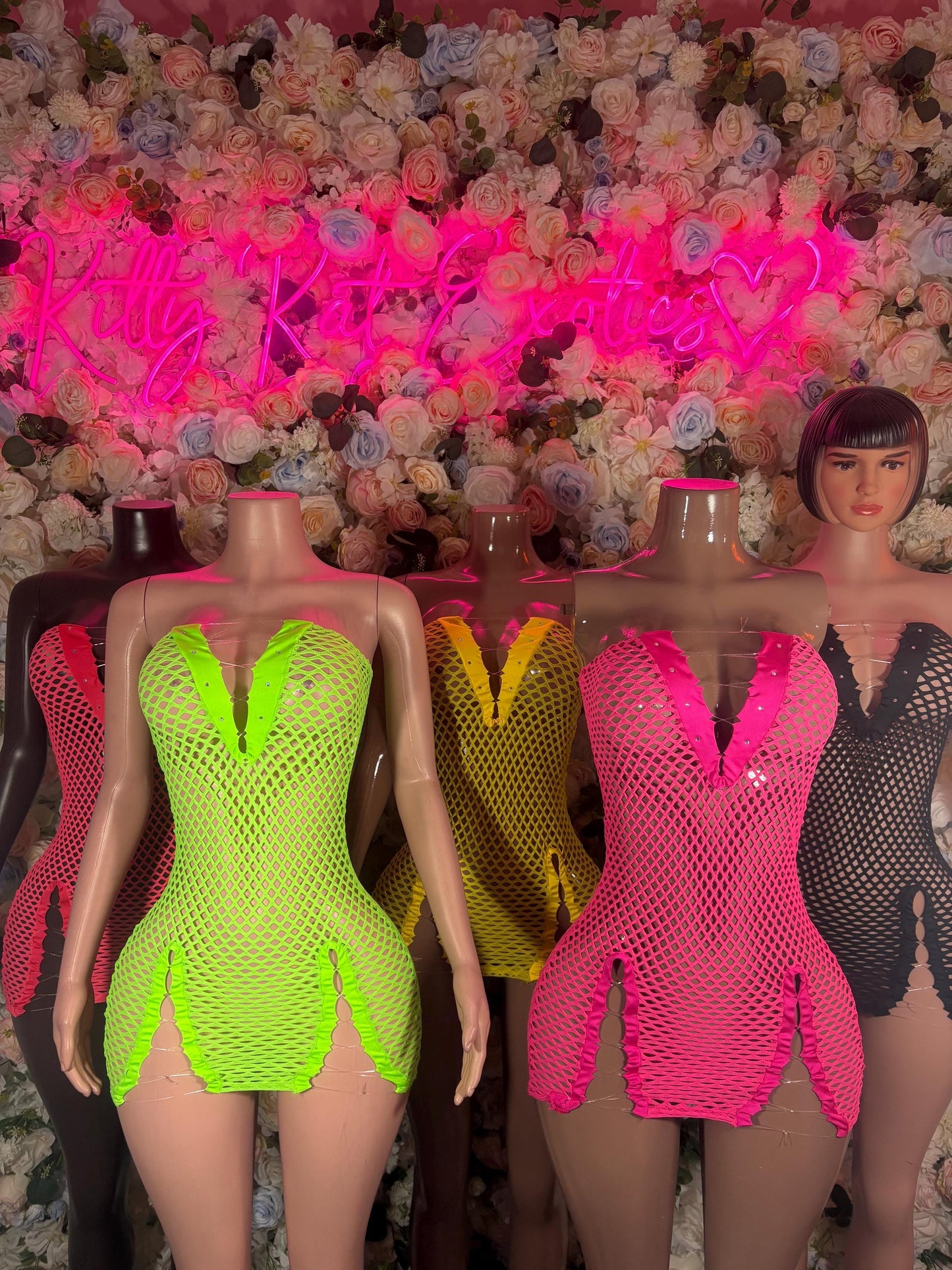 Yellow Fishnet Bodysuit: Rave Outfit, Exotic Dancewear
