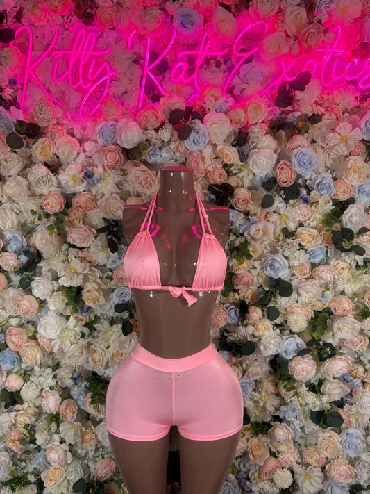 Rave Outfit Two Piece Pink Set  Exotic Dancewear, Clubwear, EDC Outfit, Stripper Costume