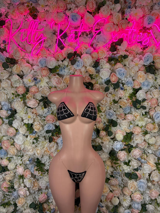 Halloween Spider Web Print Two Piece Bikini Rave Outfit Festival Clothing