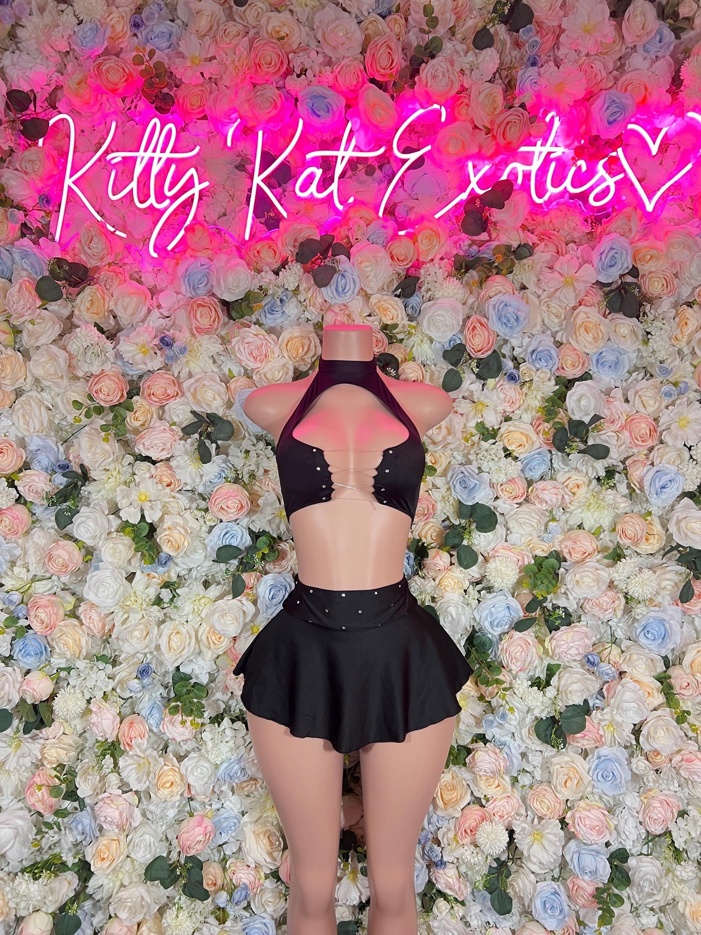 Bartender Two Piece Skirt Set Black  Bottlegirl Ravewear Festival wear