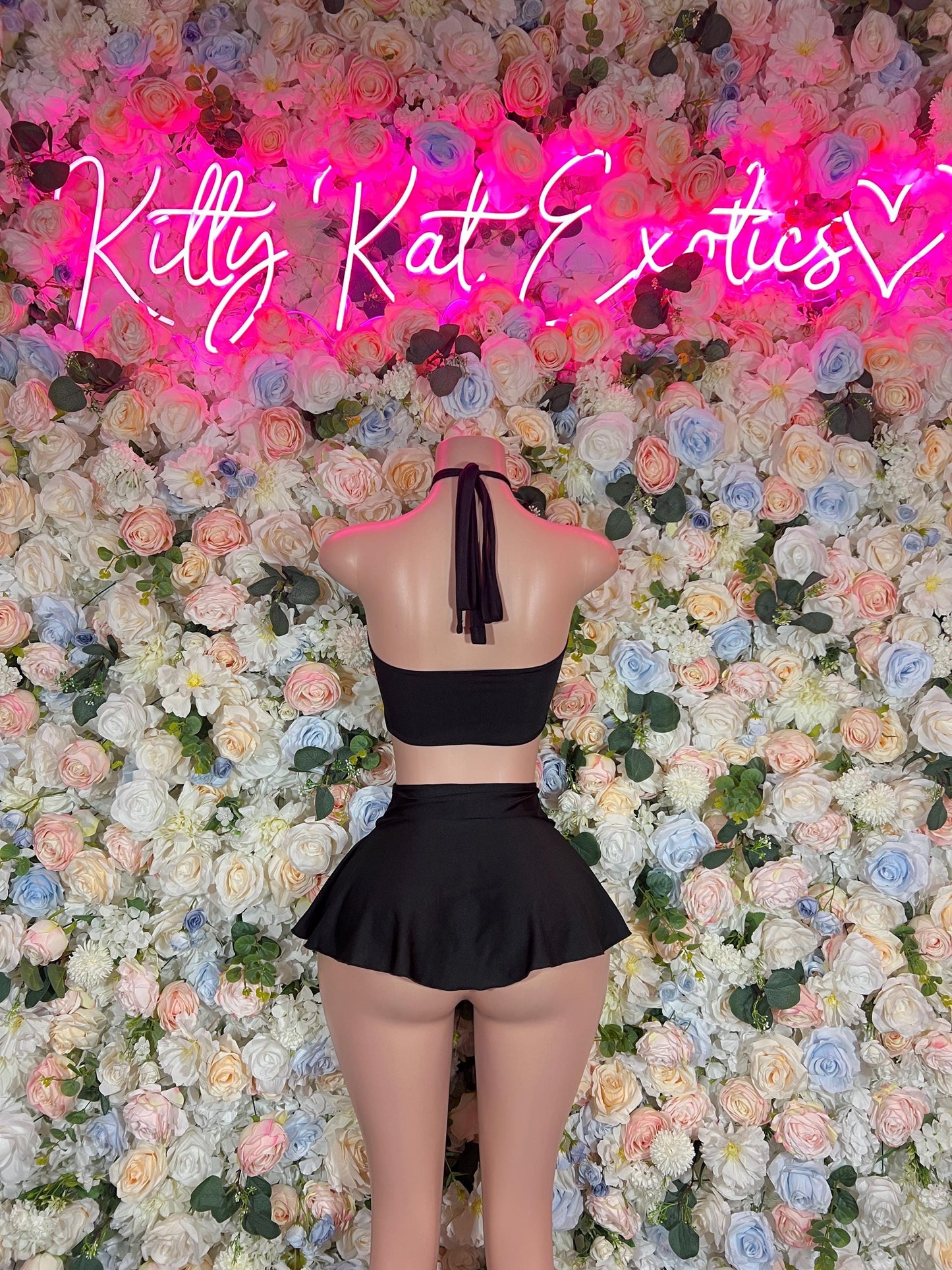 Bartender Two Piece Skirt Set Black  Bottlegirl Ravewear Festival wear