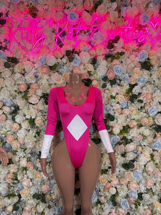 Halloween Power Ranger Sexy costume Pink Bodysuit for Women, Bottlegirl Bartender Outfit, Cosplay