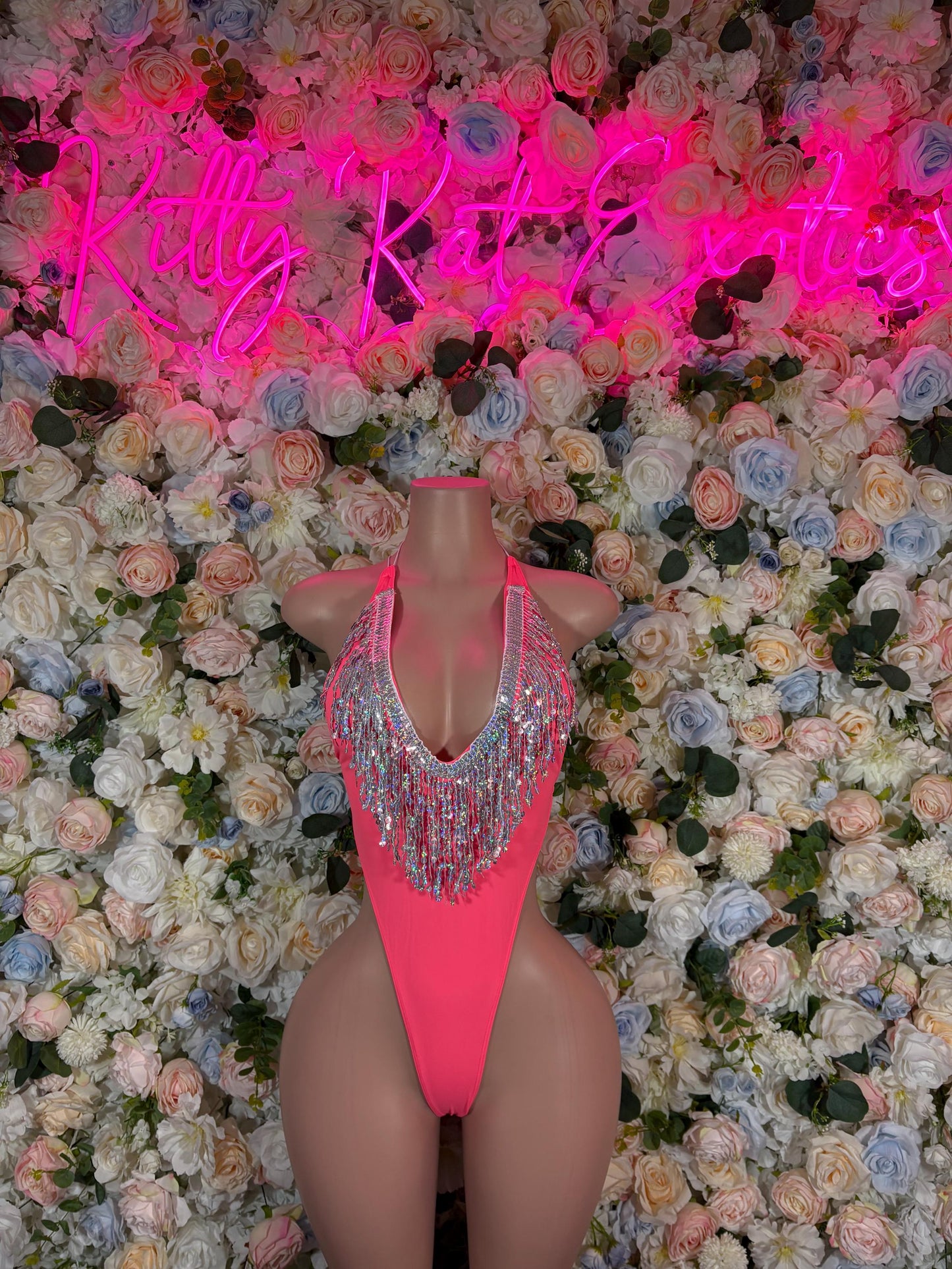 Festival Clothing One-Piece Coral Bodysuit  Bartender  | Exotic Dancewear Festival wear Rave Outfit