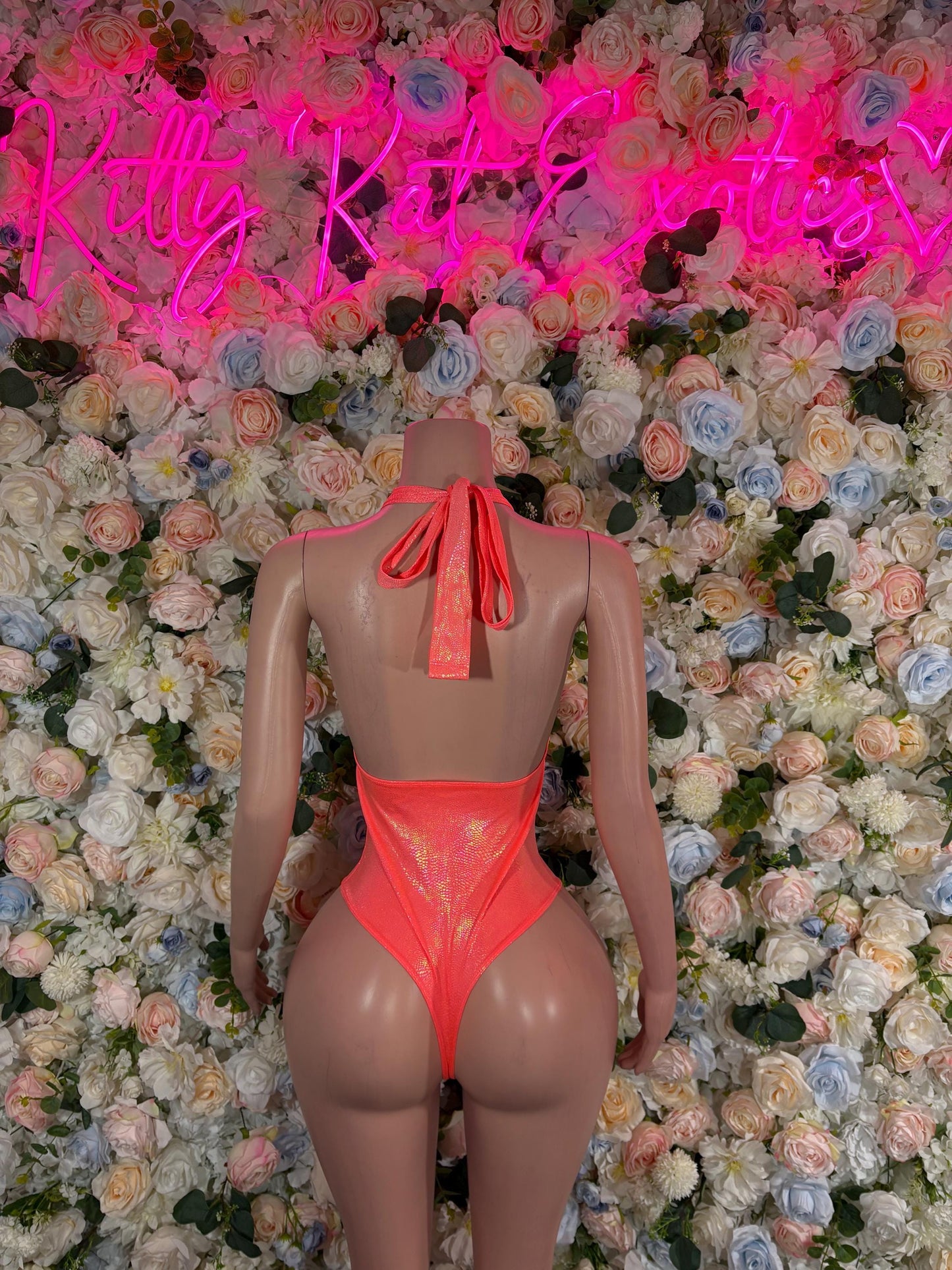 Rave Outfit One-Piece Coral Bodysuit  Bartender  | Exotic Dancewear Festival wear