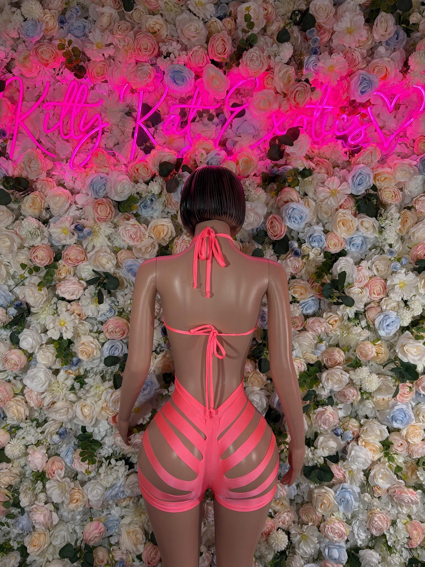 Rave Outfit One-Piece Coral Bodysuit  Bartender  | Exotic Dancewear Festival wear