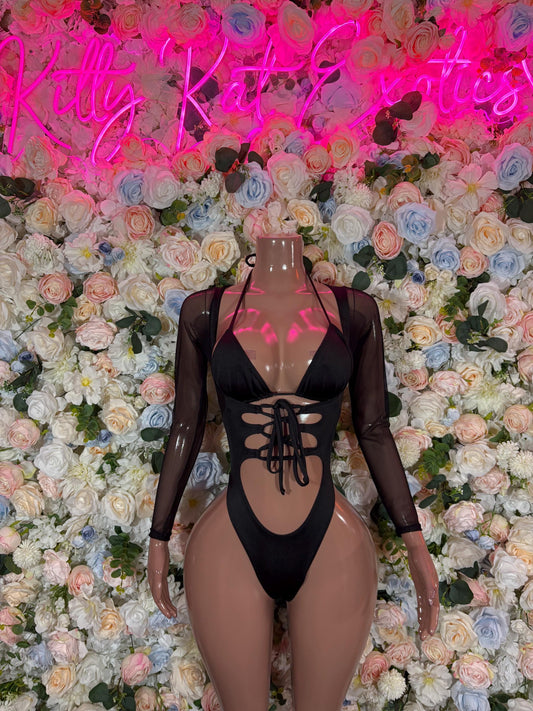 Bottlegirl  One Piece Black Bodysuit  Exotic Dancewear for Performers, Raves, or Night Out | Sexy and Flattering Style