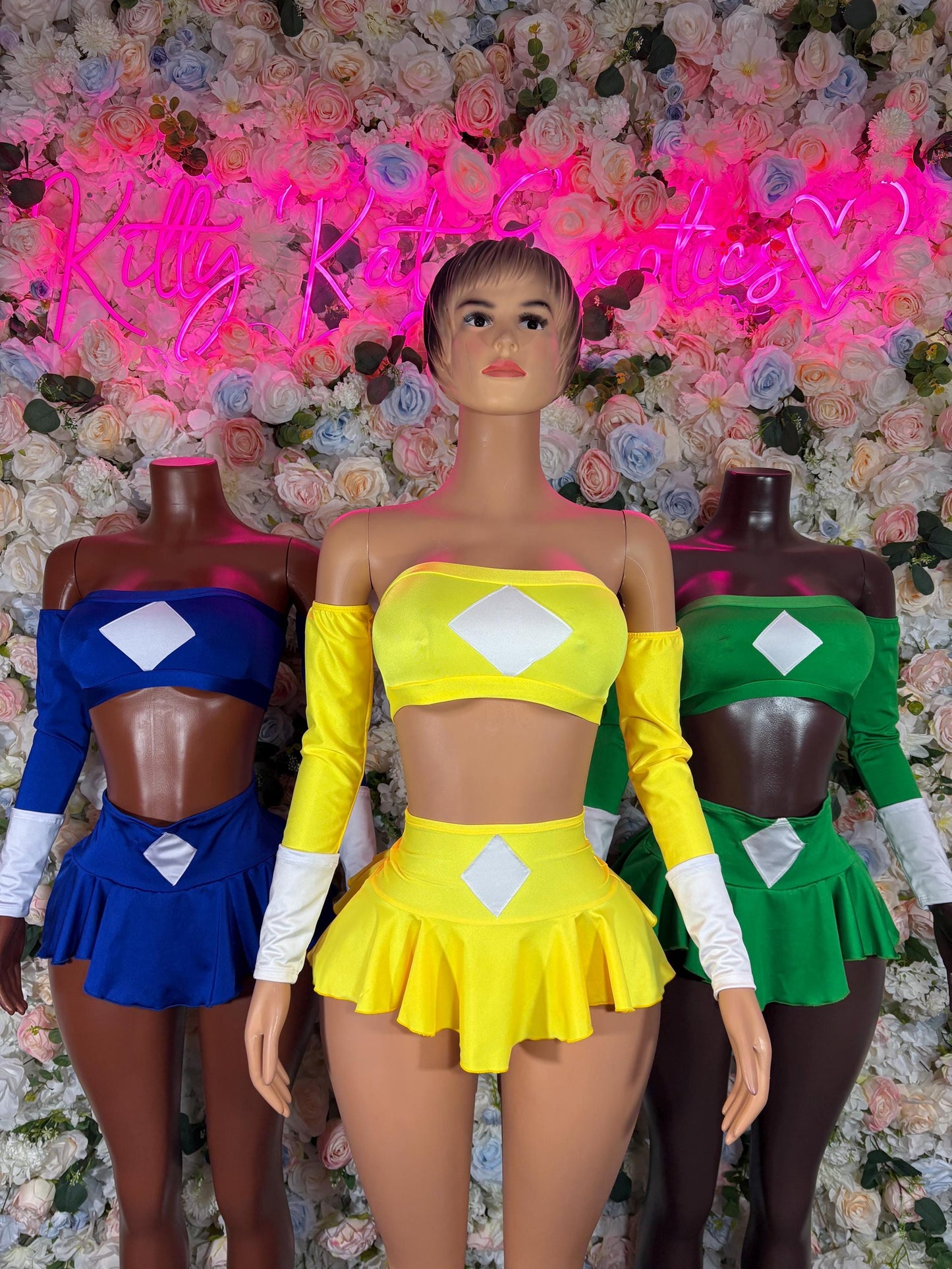 Halloween Costume Power Ranger Two Piece Blue With Sleeves for Women, Bottlegirl Bartender Outfit, Cosplay