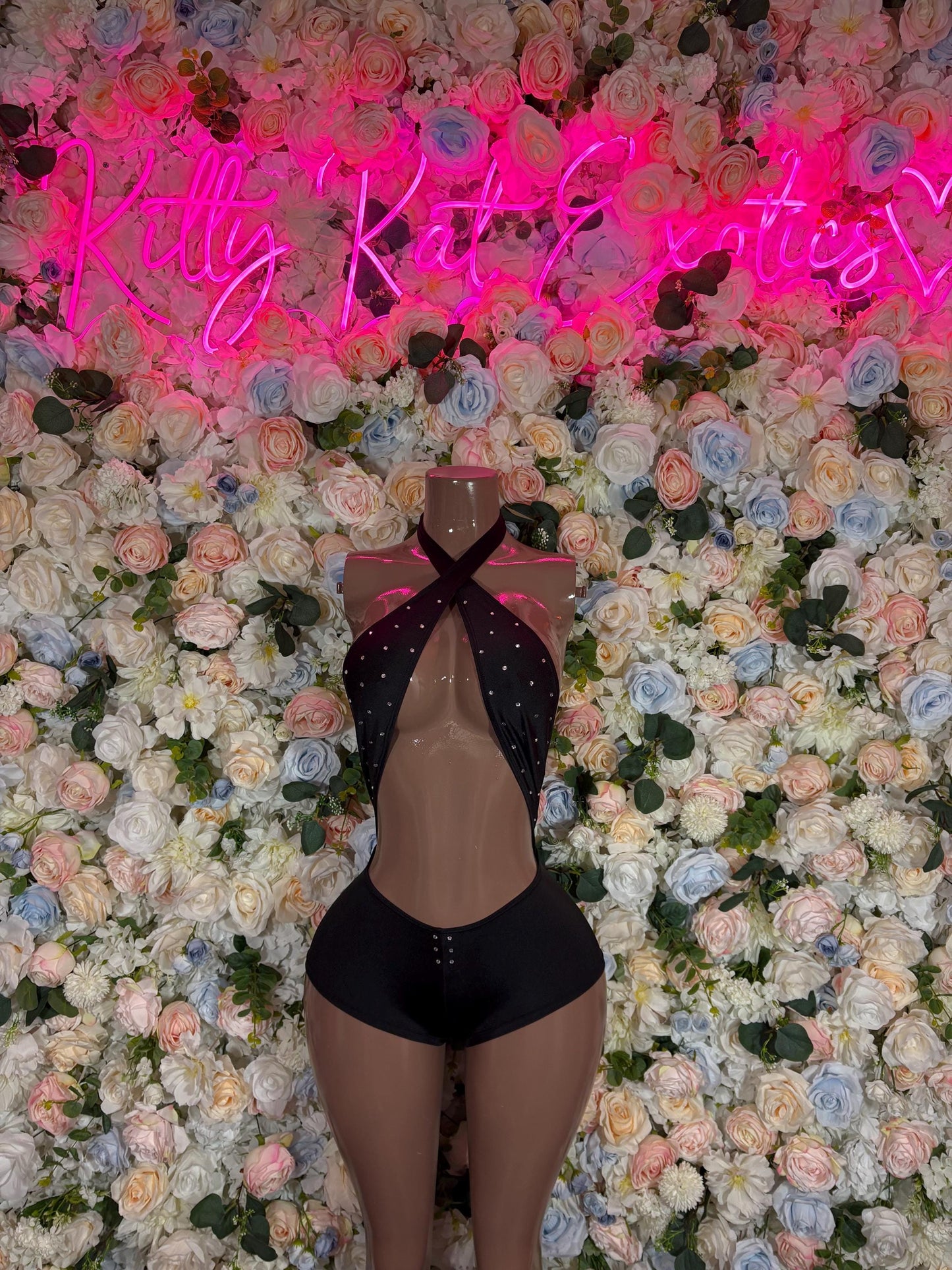 Cross Neck Brown Bodysuit: Rave Bartender One-Piece Outfit