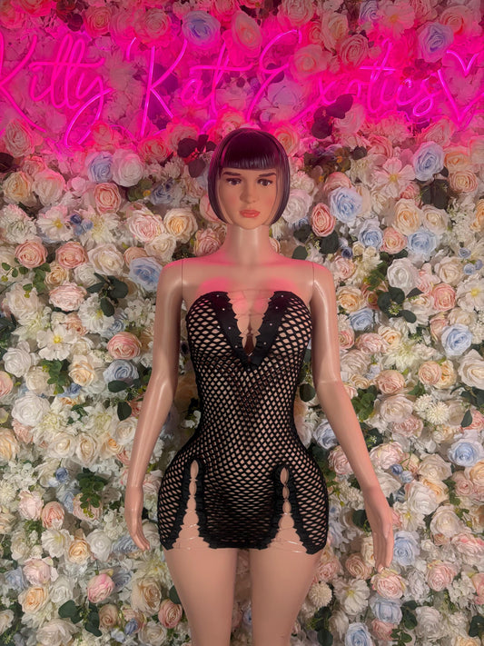 Black Fishnet Bodysuit: Rave Outfit, Exotic Dancewear, Clubwear