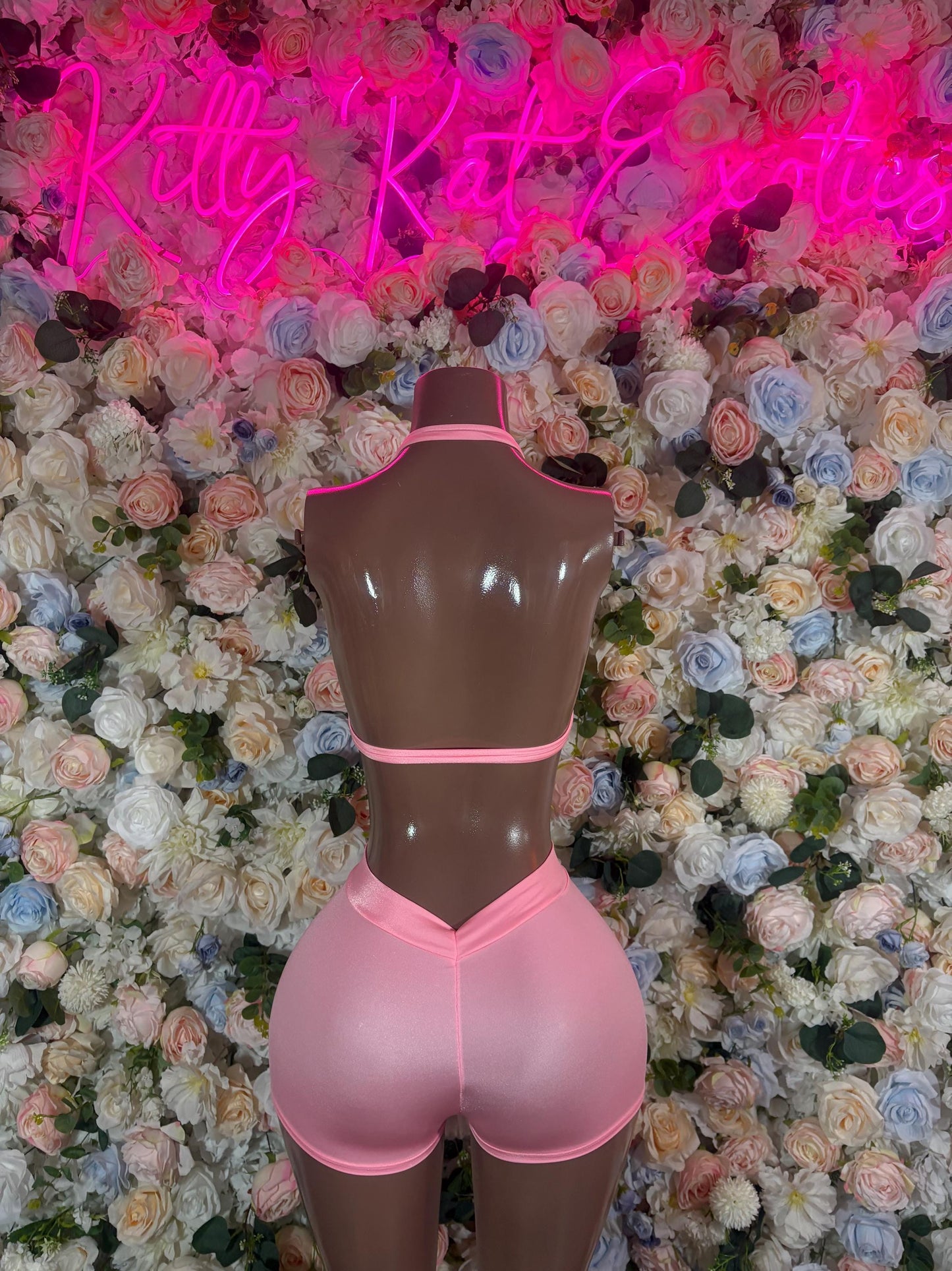 Rave Outfit Two Piece Pink Set  Exotic Dancewear, Clubwear, EDC Outfit, Stripper Costume