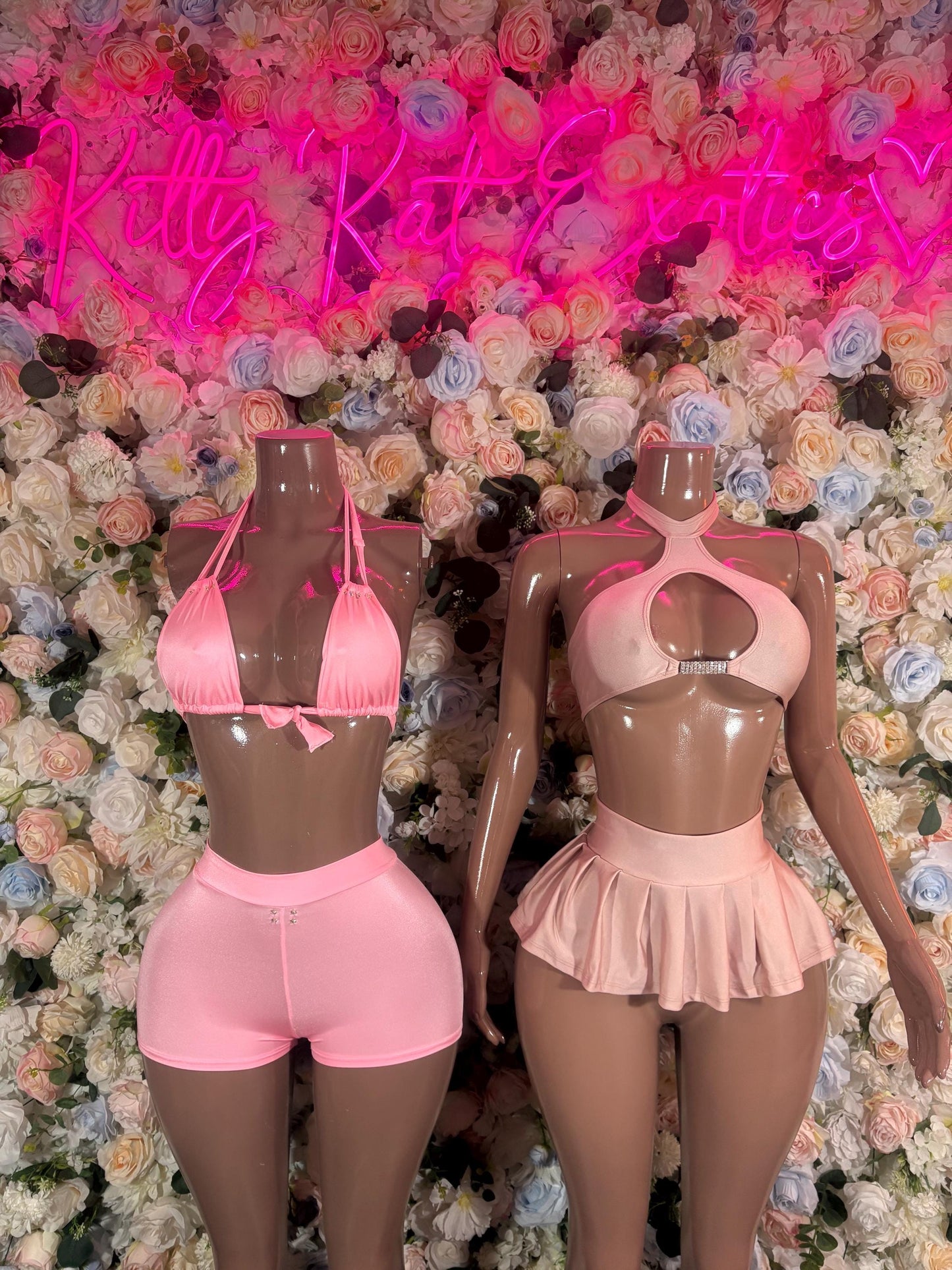 Rave Outfit Two Piece Pink Set  Exotic Dancewear, Clubwear, EDC Outfit, Stripper Costume