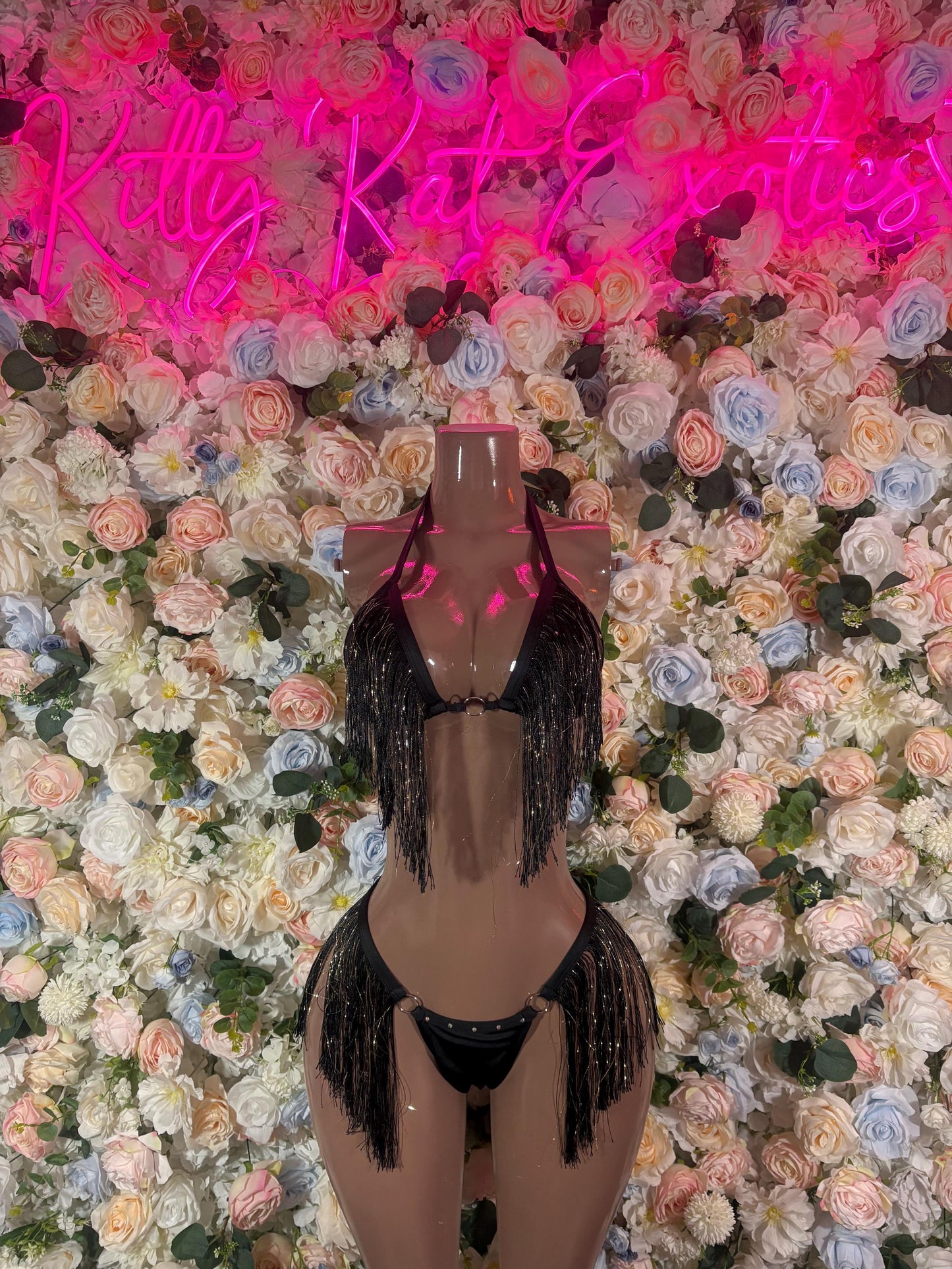 Festival Clothing Two Piece Black Fringe Dancewear Ravewear Exoticwear