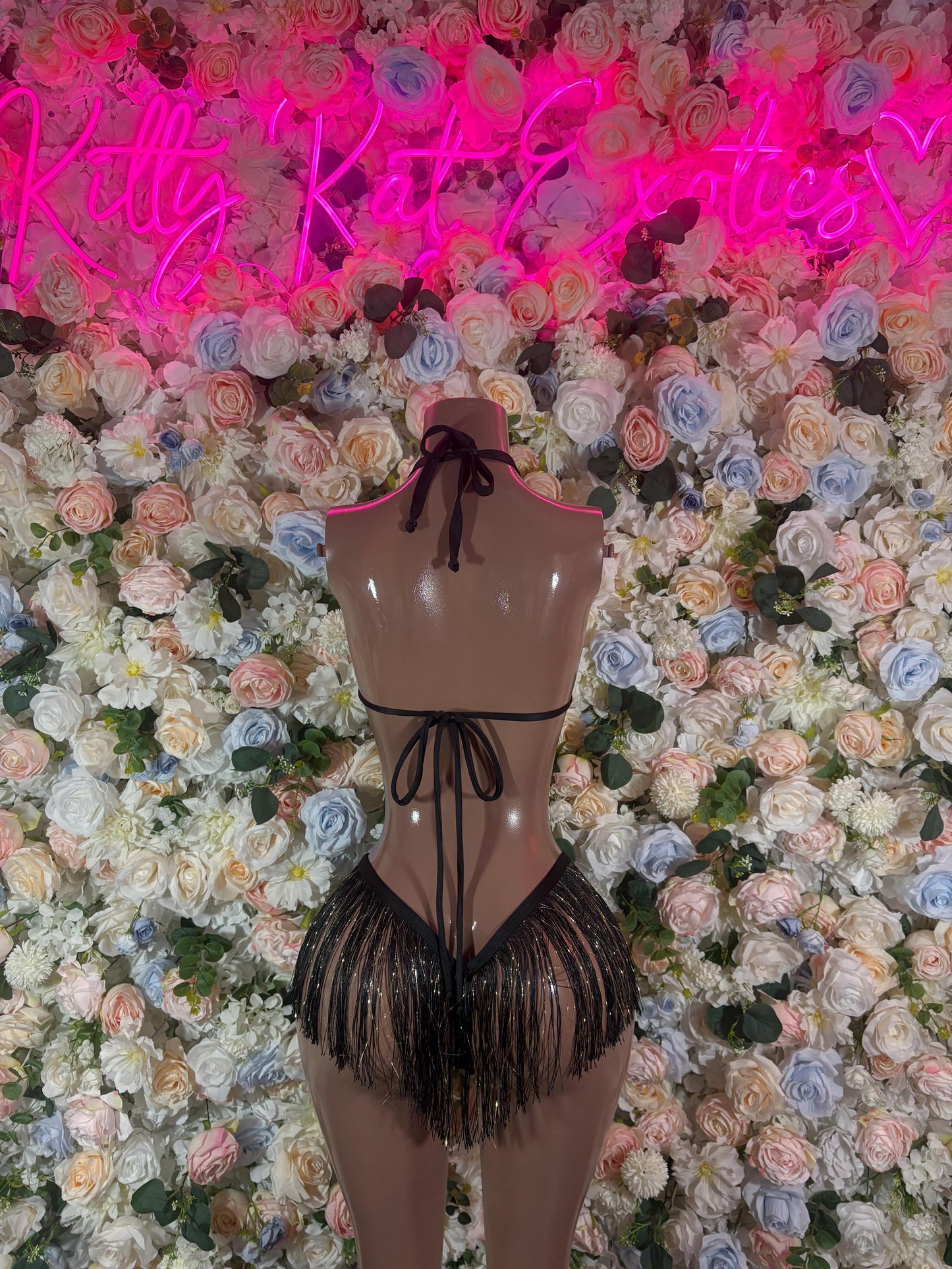 Festival Clothing Two Piece Black Fringe Dancewear Ravewear Exoticwear