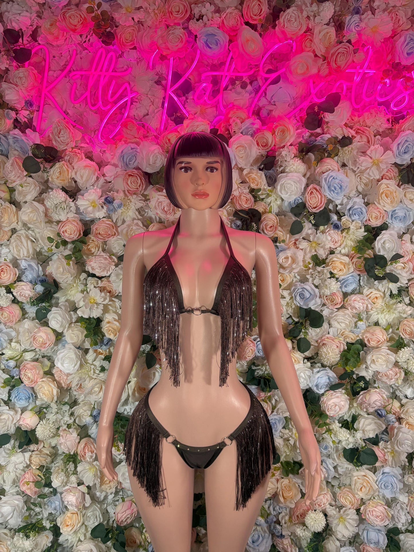 Festival Clothing Two Piece Brown  Fringe Dancewear Ravewear Exoticwear