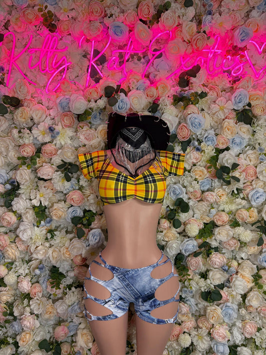 Cowgirl Halloween Costumes Adult Costume, Bottlegirl Bartender Outfit, Cosplay Costume (All Accessories in Photo Included Hat & Bandanna)