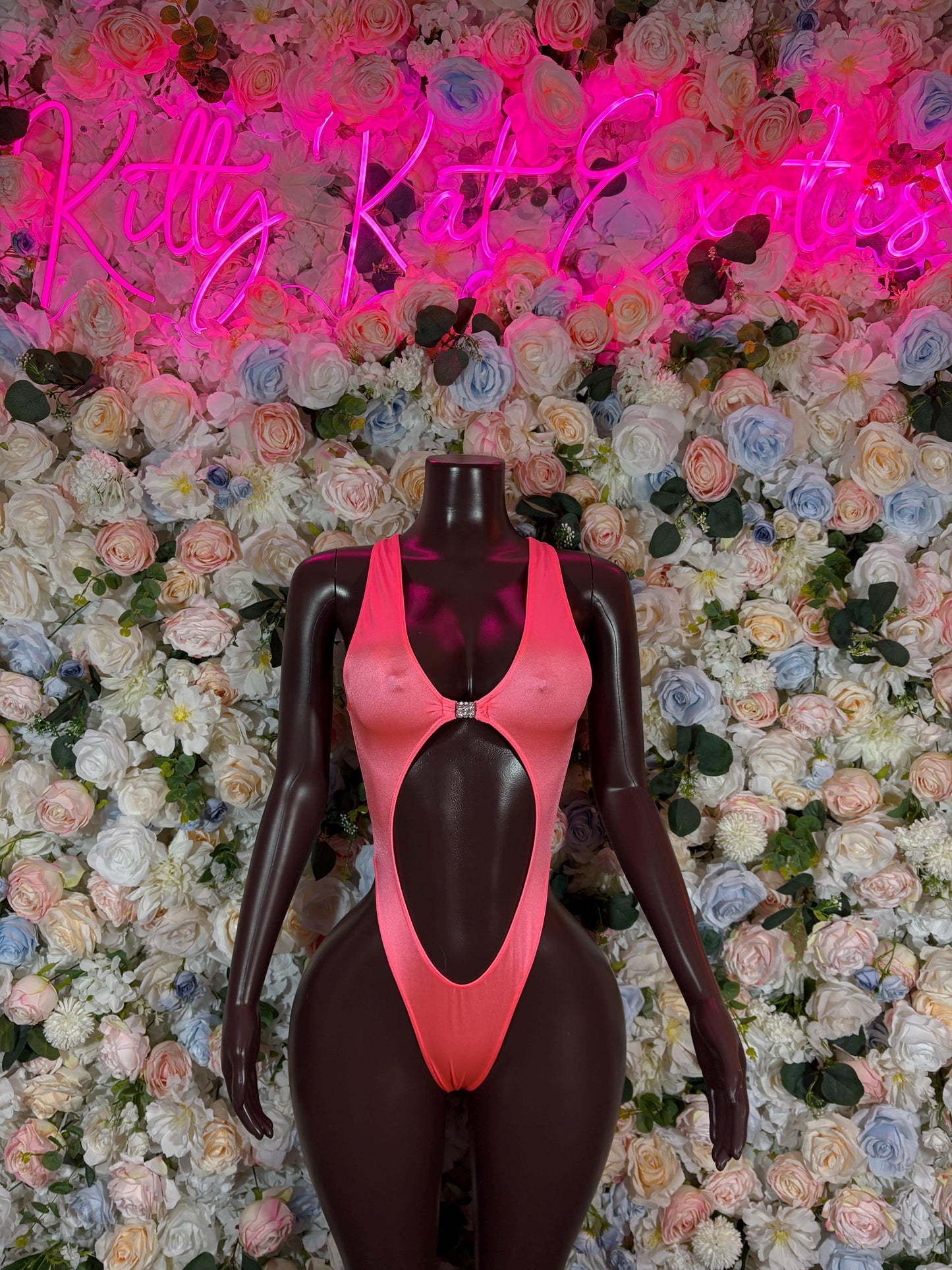 Festival Clothing One-Piece Coral Bodysuit  Bartender  | Exotic Dancewear Festival wear Rave Outfit