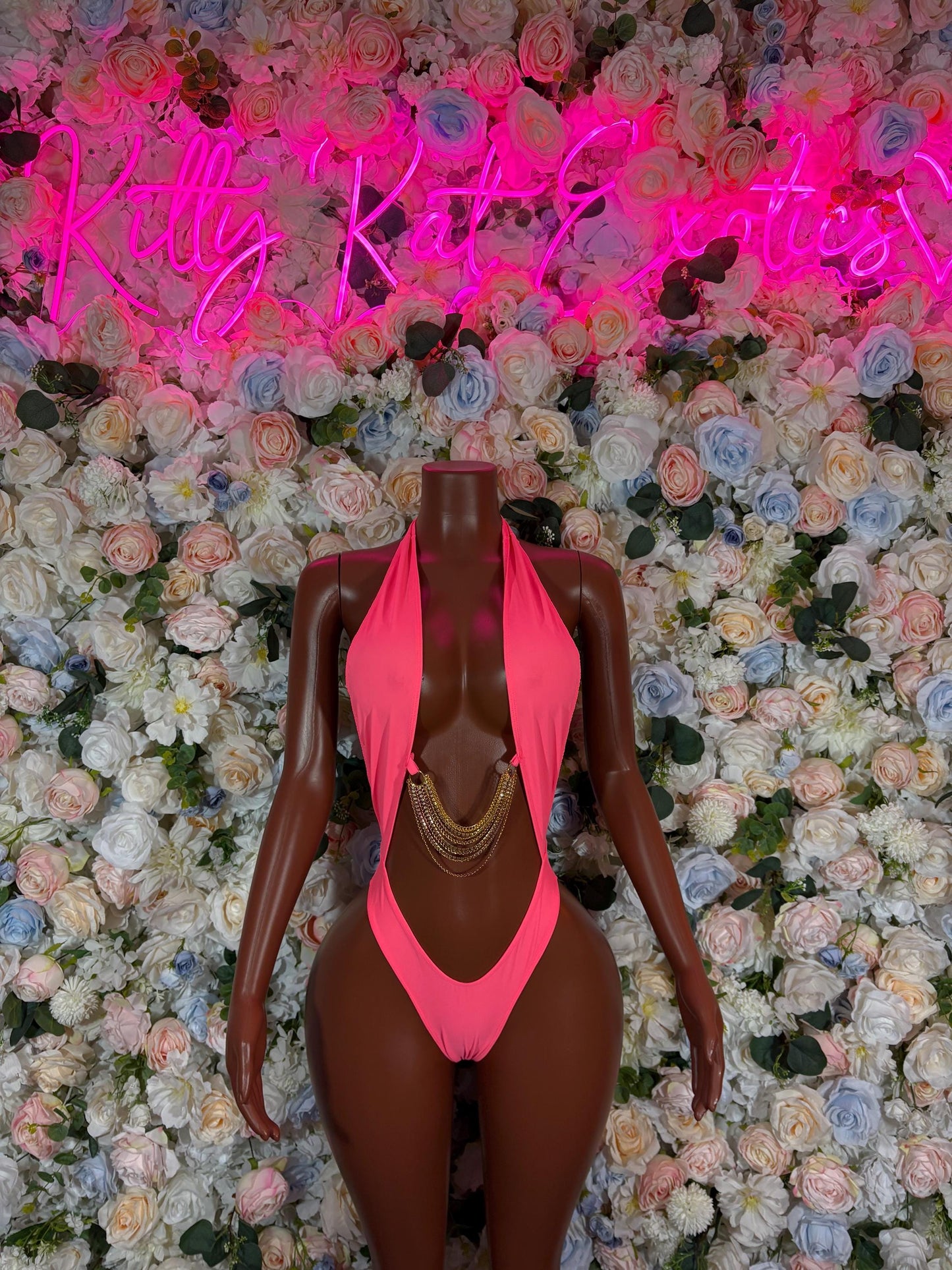 Festival Clothing One-Piece Coral Bodysuit  Bartender  | Exotic Dancewear Festival wear Rave Outfit