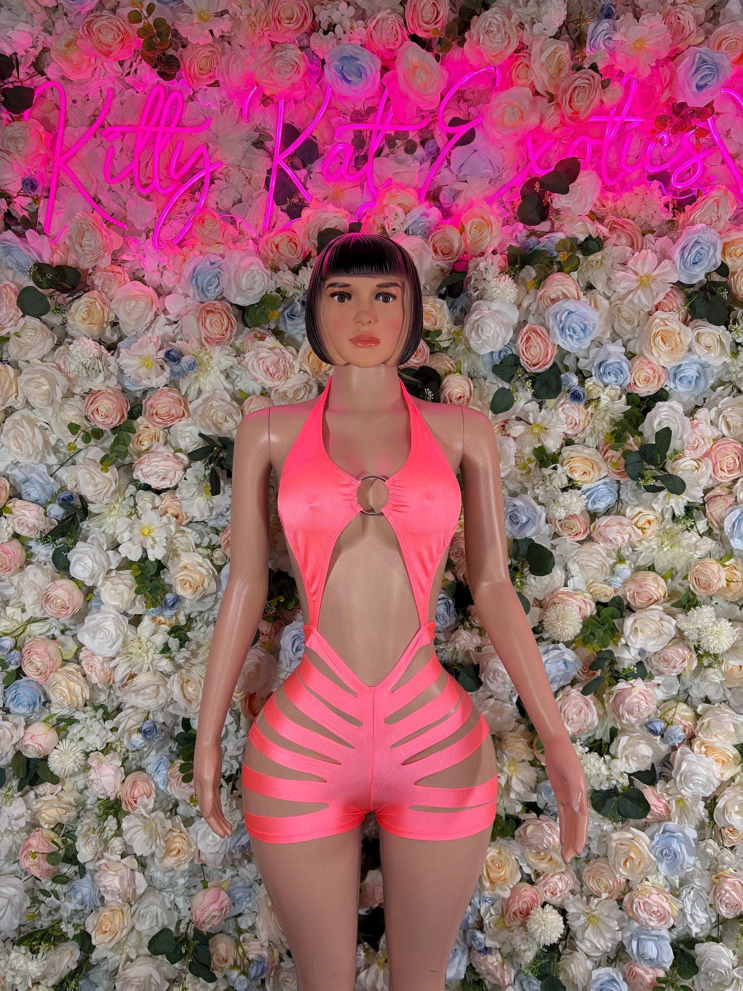 Rave Outfit One-Piece Coral Bodysuit  Bartender  | Exotic Dancewear Festival wear