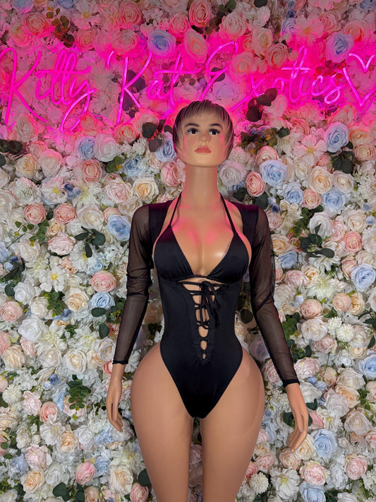 Bottlegirl  One Piece Black Bodysuit  Exotic Dancewear for Performers, Raves, or Night Out | Sexy and Flattering Style