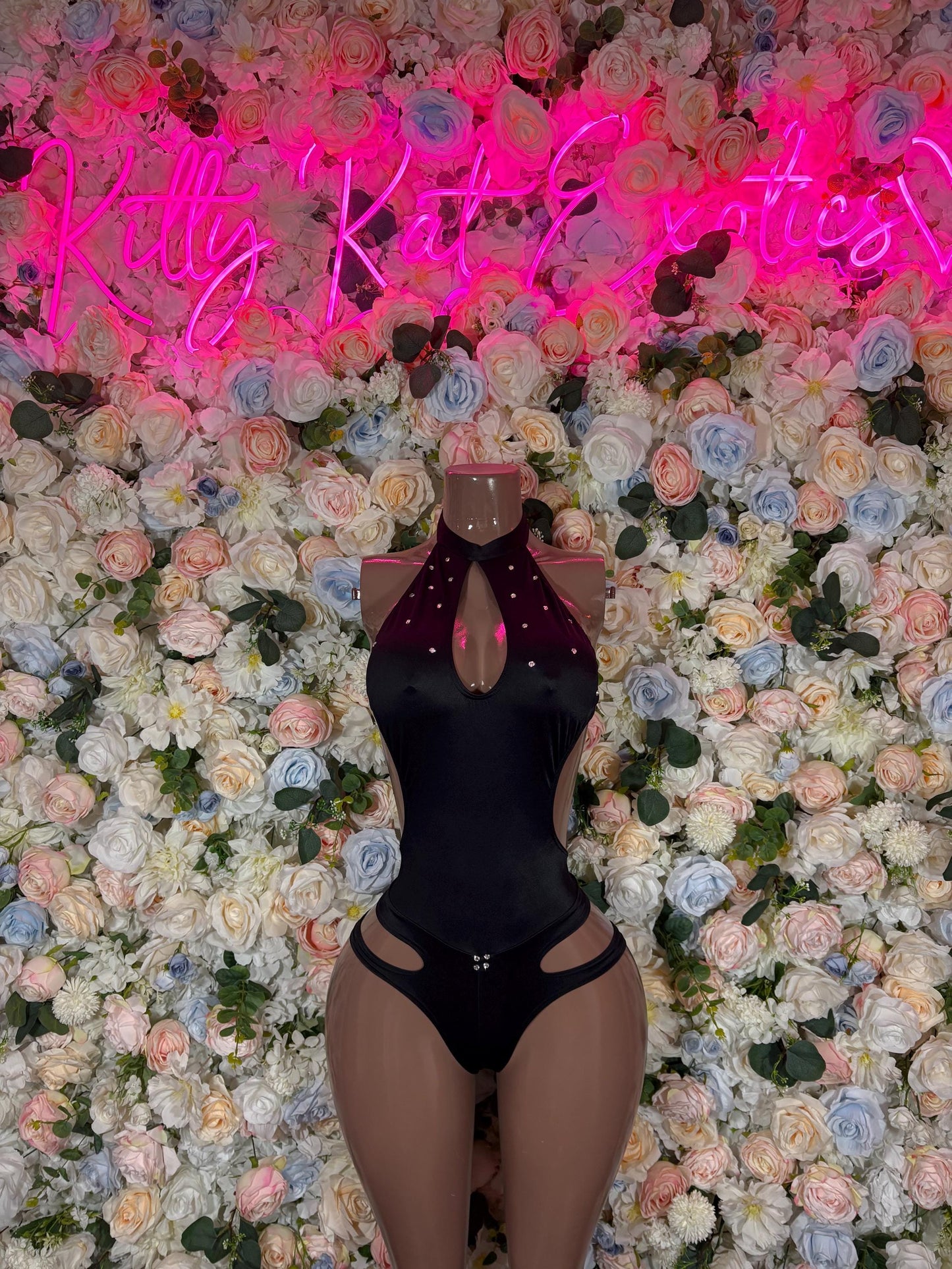 Bartender Bodysuit One Piece Black Chrome Bodysuit  Exotic Dancewear for Performers, Raves, or Night Out | Sexy and Flattering Style