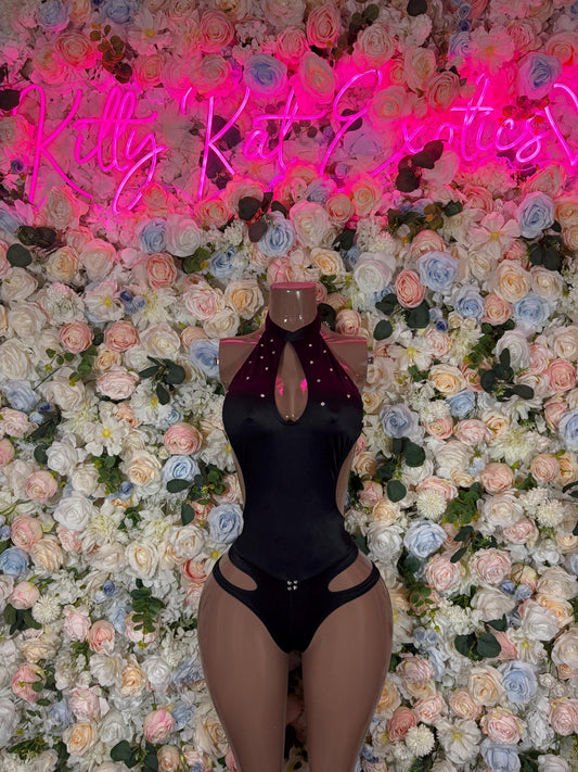 Bartender Bodysuit One Piece Black Chrome Bodysuit  Exotic Dancewear for Performers, Raves, or Night Out | Sexy and Flattering Style