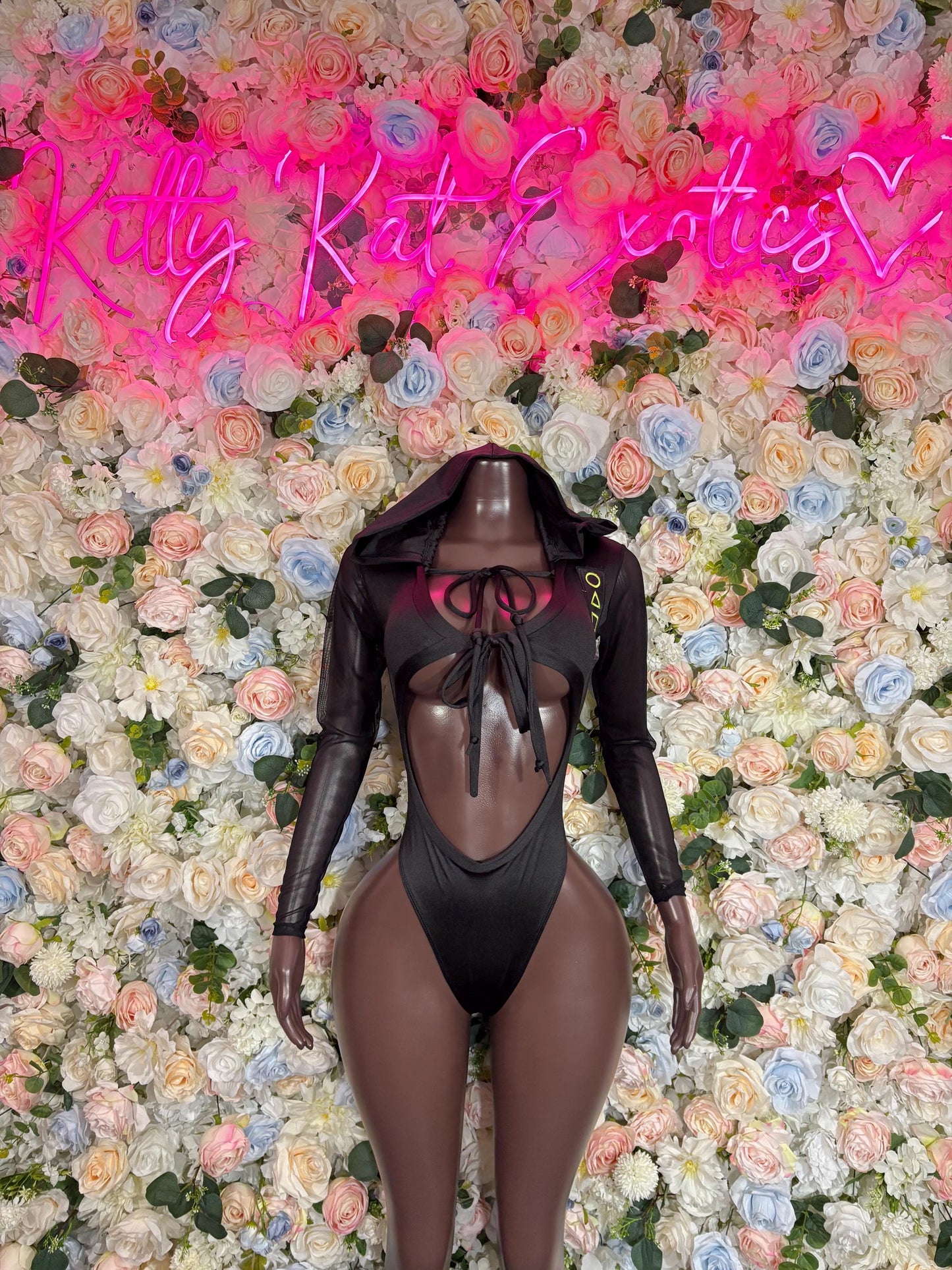 Halloween Costume, Womens Sexy Game Show Roleplay Outfit, Black Mask Cosplay, Mysterious Leader Uniform