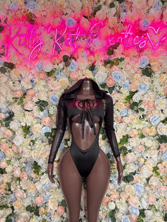 Halloween Costume, Womens Sexy Game Show Roleplay Outfit, Black Mask Cosplay, Mysterious Leader Uniform