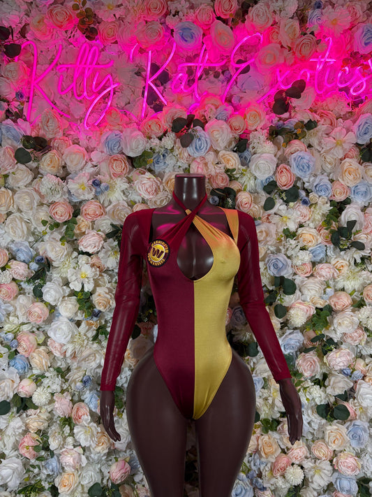 Washington D.C Football Bottlegirl Bodysuit  Sexy Bartender Outfit, Club Costume, Game Day Dancewear, Server Uniform