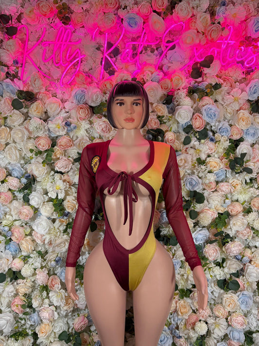 Washington D.C Football Bottlegirl Bodysuit – Sexy Bartender Outfit, Club Costume, Game Day Dancewear, Server Uniform
