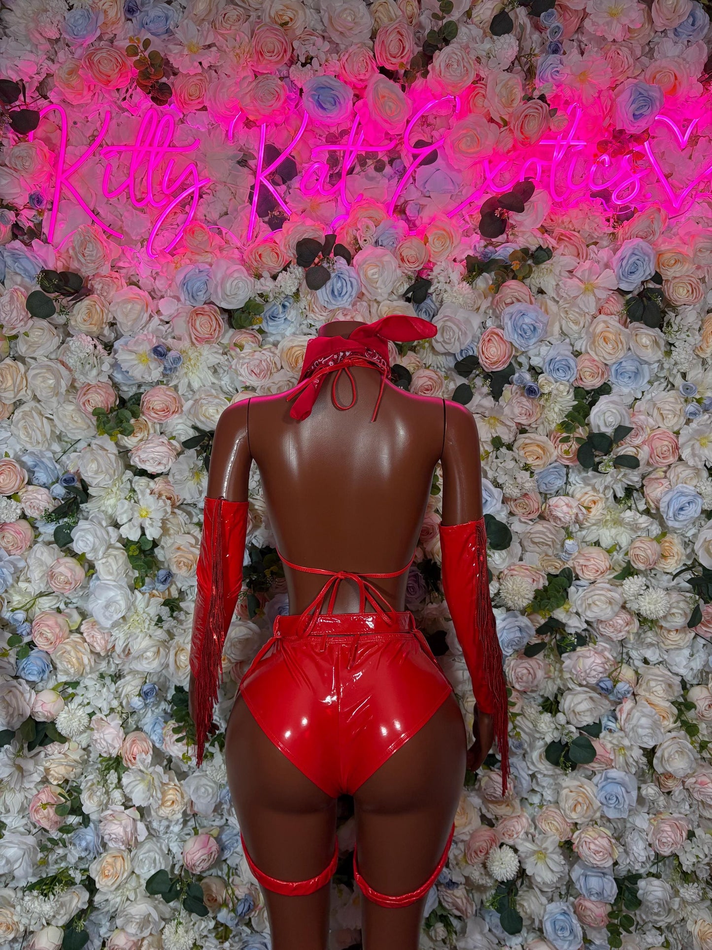 Red Biker Chick Halloween Costume: Bartender Cosplay Outfit