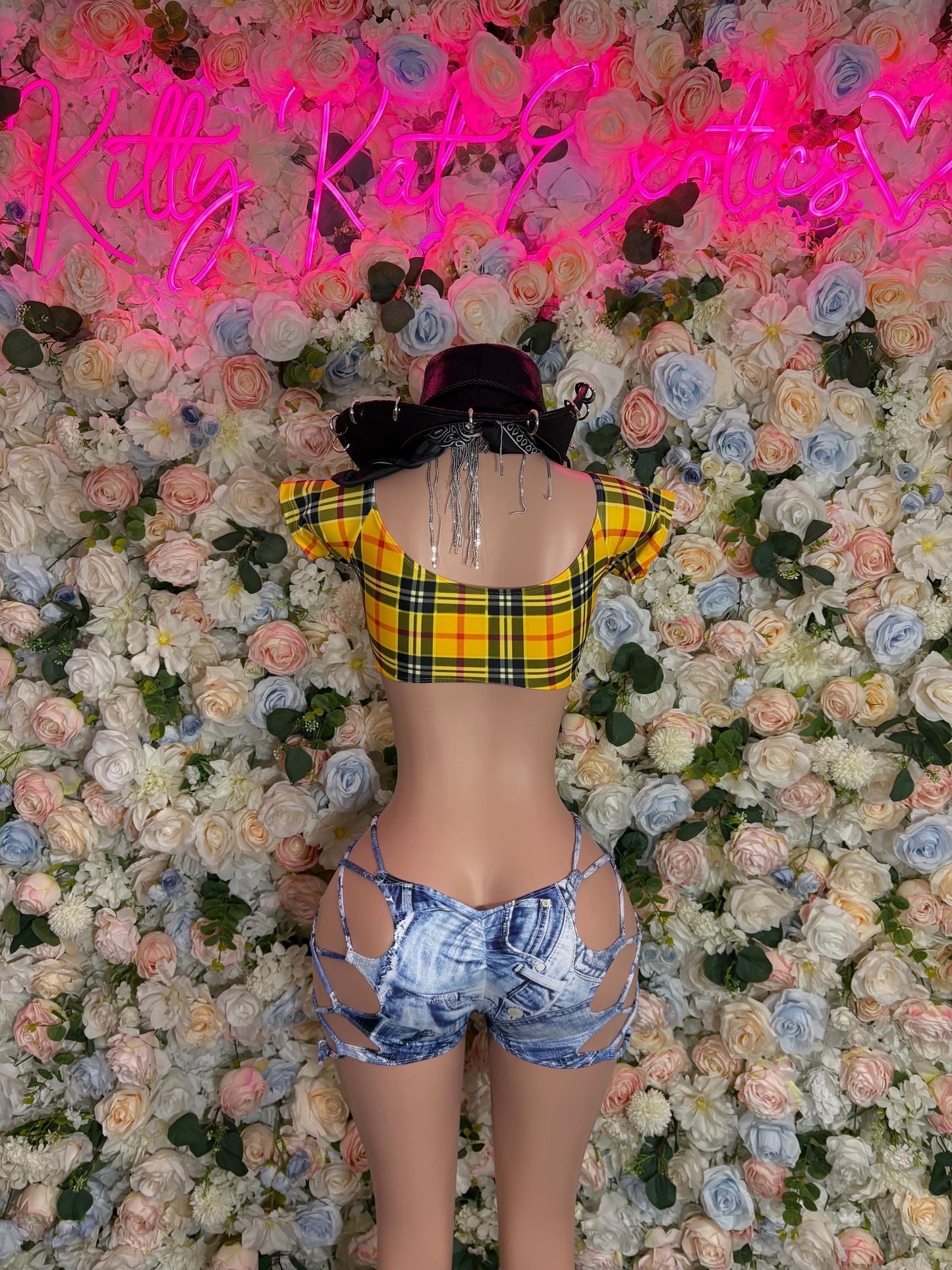 Cowgirl Halloween Costumes Adult Costume, Bottlegirl Bartender Outfit, Cosplay Costume (All Accessories in Photo Included Hat & Bandanna)