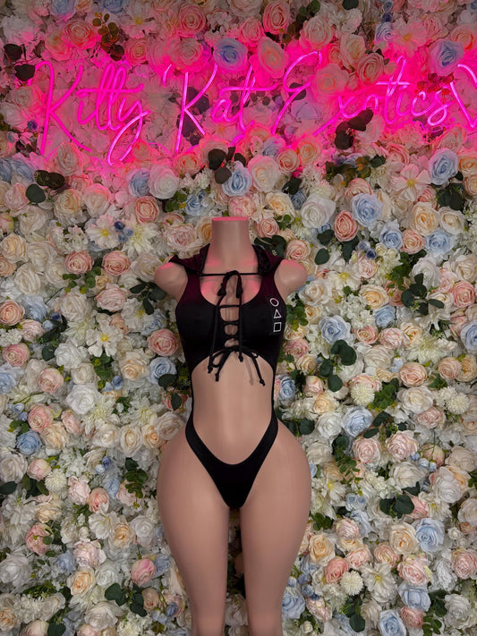 Halloween Costume, Womens Sexy Game Show Roleplay Outfit, Black Mask Cosplay, Mysterious Leader Uniform