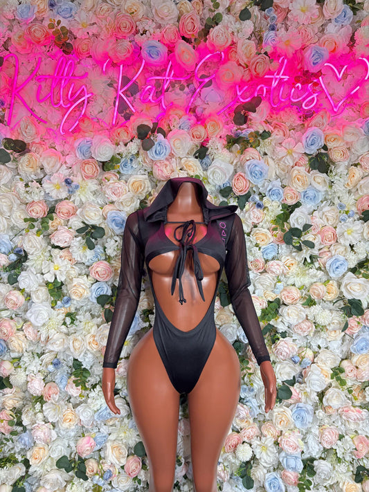 Halloween Costume, Womens Sexy Game Show Roleplay Outfit, Black Mask Cosplay, Mysterious Leader Uniform