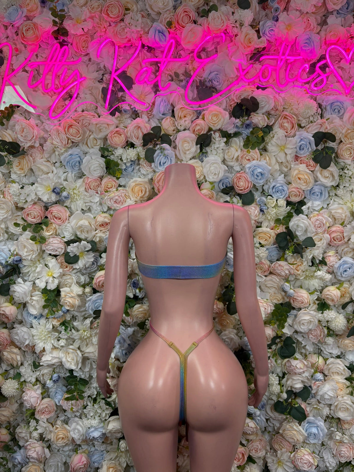 Iridescent Aqua Rave Bodysuit back view