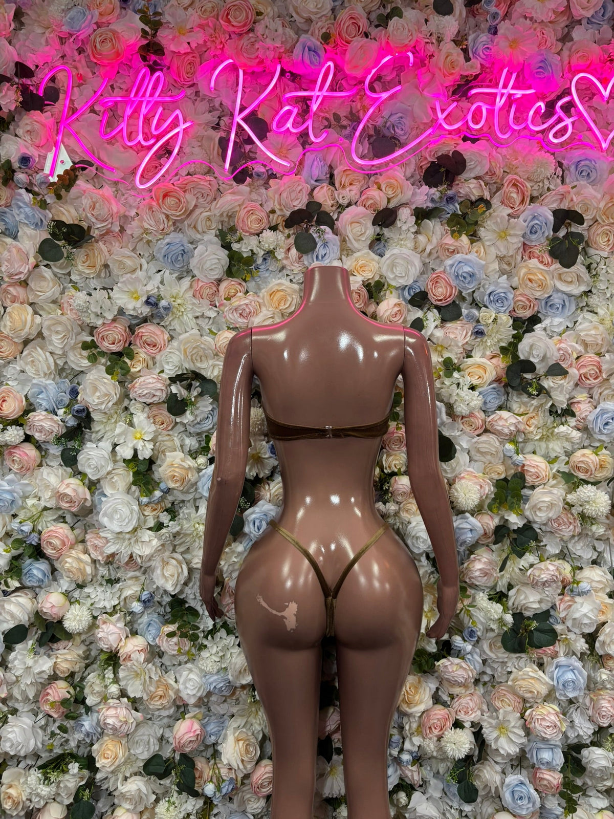 Brown sequin plunge high-cut one-piece bodysuit with thin straps, front view