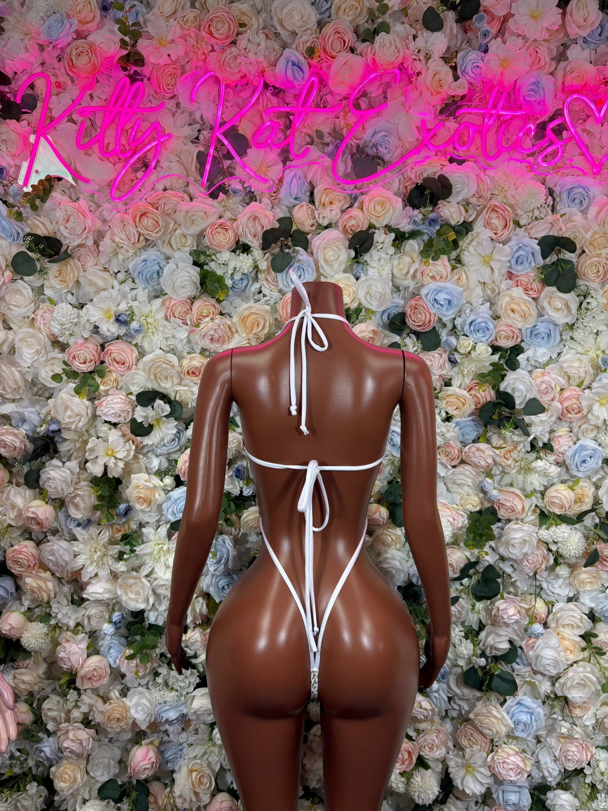 Gold and white cheetah-print dancewear bodysuit with open back tie strings