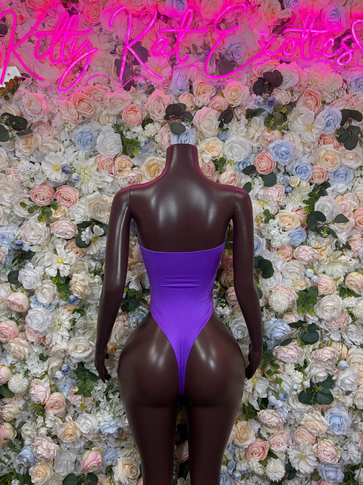 Purple Lace-Up Plunge Bodysuit back view