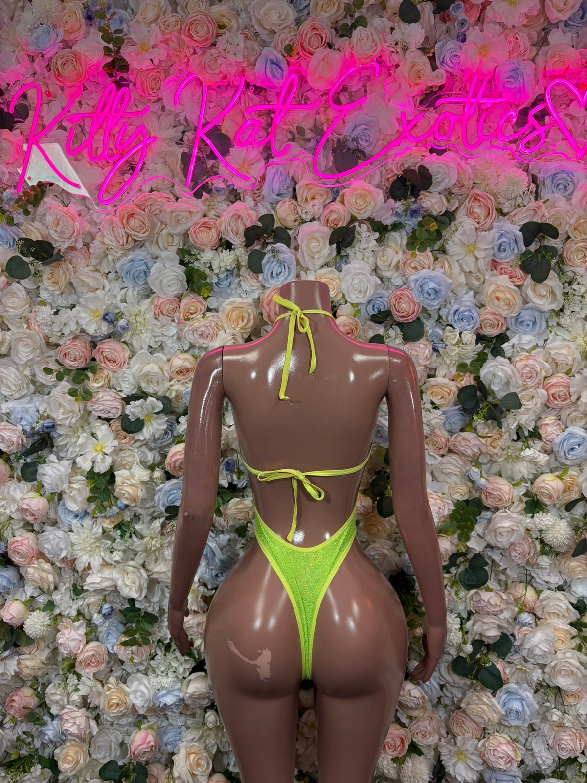 Neon Green Cutout Rave Bodysuit back view