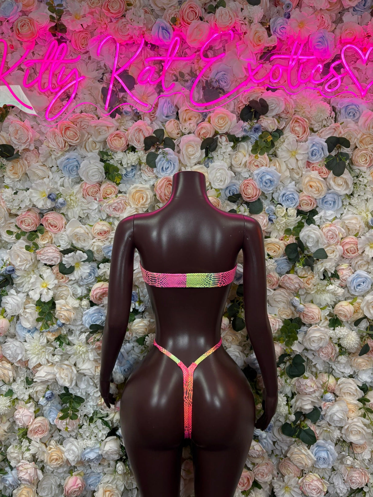 Orange Fishnet Tie Rave Bodysuit back view
