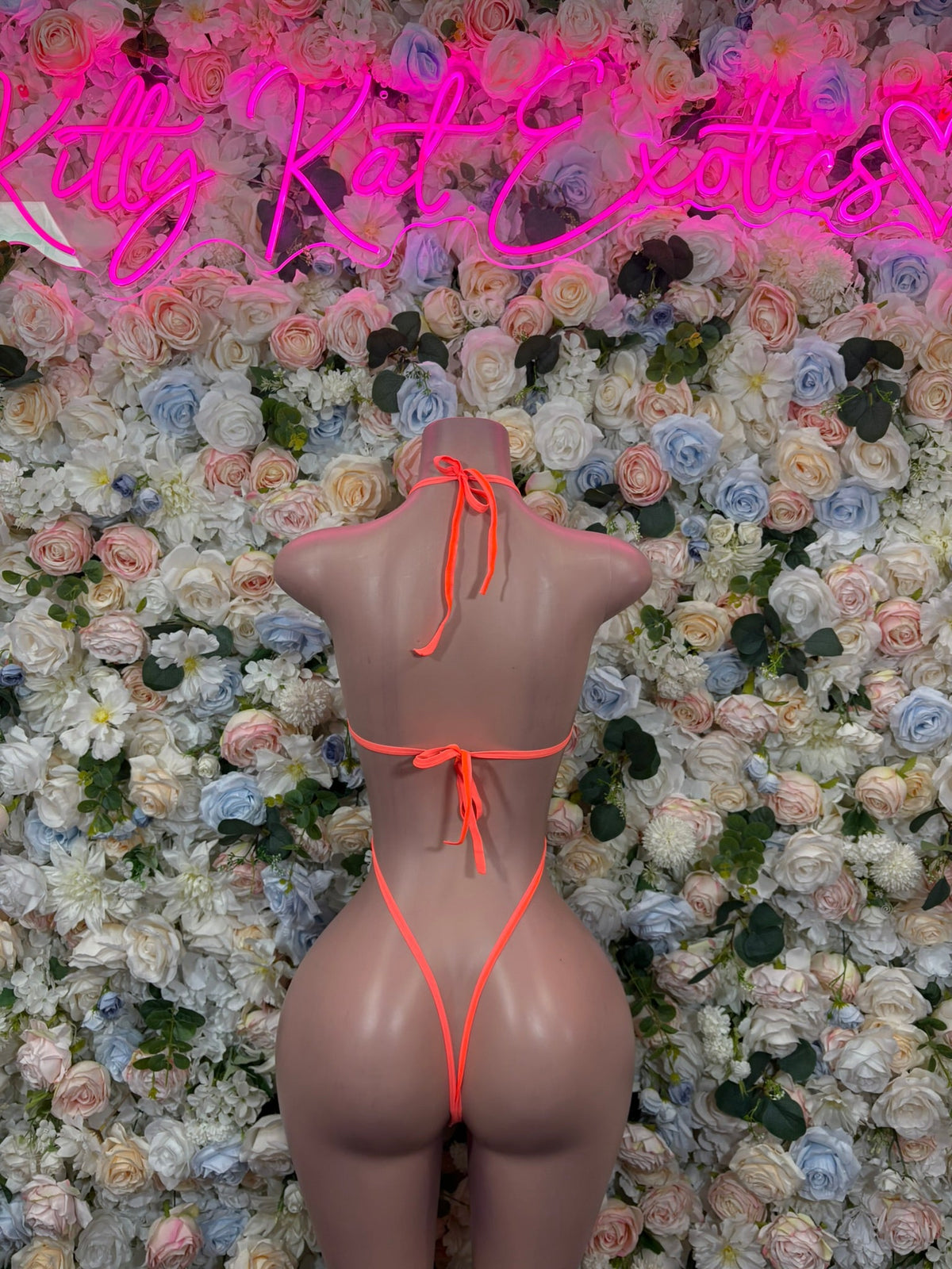 Pink Strappy Rave Bodysuit back view